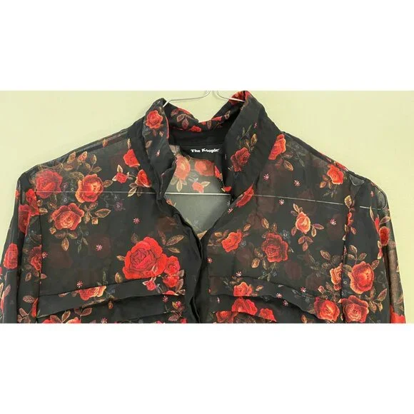 THE KOOPLES FLORAL SHEER BUTTON UP BLOUSE OVERSIZED FIT XXS - Picture 3 of 10